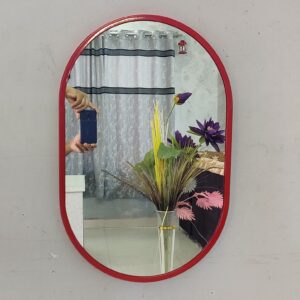 Quality Glass Metal Frame Shape Capsule Wall Mirror Royal Mirror Home Decorative Mirror Modern Mirror Living Room Mirror Wall Mirror Bathroom Mirror Size 16x24 inches Color red MF 62
