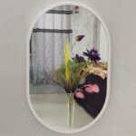 Quality Glass Metal Frame Shape Capsule Wall Mirror Royal Mirror Home Decorative Mirror Modern Mirror Living Room Mirror Wall Mirror Bathroom Mirror Size 16x24 inches Color Silver MF 65