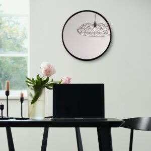 MAISSON Metal Frame Round Wall Mirror Royal Mirror Home Decorative Mirror Modern Mirror Living Room Mirror Wall Mirror Bathroom Mirror Size 24x24 inches Color Black MF 7
