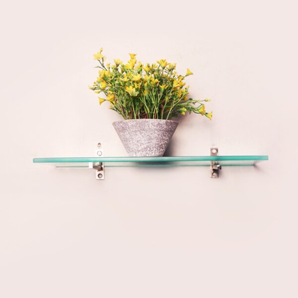 Quality Glass Multi-Purpose Glass Shelves Wall Mount Shelf for Bathroom Bedroom Living Room Office and Kitchen Brass Finish Transparent Dimension: 6" L x 15" H Inches Pack of 1 WS 008