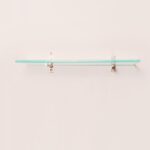 MAISSON Multi Purpose Glass Shelves Wall Mount Shelf for Bathroom Bedroom Living Room Office and Kitchen Brass Finish Transparent Dimension: 6" L x 18" H Inches Pack of 1 WS 011