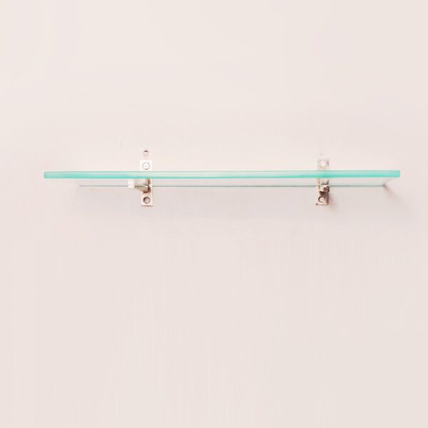 MAISSON Multi Purpose Glass Shelves Wall Mount Shelf for Bathroom Bedroom Living Room Office and Kitchen Brass Finish Transparent Dimension: 6" L x 18" H Inches Pack of 1 WS 011