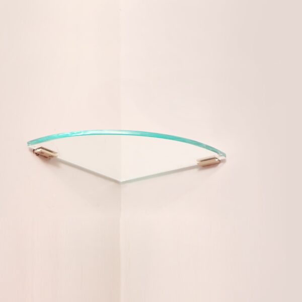 Quality Glass Multi-Purpose Glass Shelves Wall Mount Shelf for Bathroom Bedroom Living Room Office and Kitchen Brass Finish Transparent Dimension: 9" L x 9" H Inches Pack of 1 WS 014 - Image 2