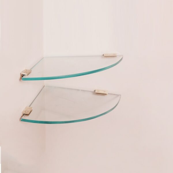 Quality Glass Multi-Purpose Glass Shelves Wall Mount Shelf for Bathroom Bedroom Living Room Office and Kitchen Brass Finish Transparent Dimension: 9" L x 9" H Inches Pack of 2 WS 015