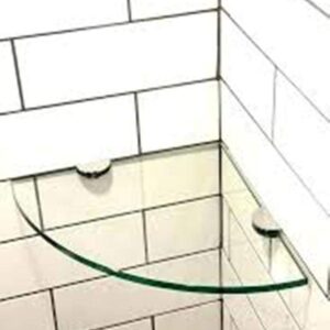 Quality Glass Multi-Purpose Glass Shelves Wall Mount Shelf for Bathroom Bedroom Living Room Office and Kitchen Brass Finish Transparent Dimension: 12" L x 12" H Inches Pack of 1 WS 005