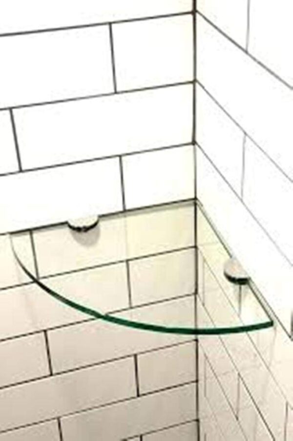 Quality Glass Multi-Purpose Glass Shelves Wall Mount Shelf for Bathroom Bedroom Living Room Office and Kitchen Brass Finish Transparent Dimension: 12" L x 12" H Inches Pack of 1 WS 005