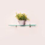MAISSON Multi Purpose Glass Shelves Wall Mount Shelf for Bathroom Bedroom Living Room Office and Kitchen Brass Finish Transparent Dimension: 6" L x 12" H Inches Pack of 1 WS 006