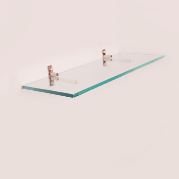 Quality Glass Multi-Purpose Glass Shelves Wall Mount Shelf for Bathroom Bedroom Living Room Office and Kitchen Brass Finish Transparent Dimension: 6" L x 15" H Inches Pack of 1 WS 008 - Image 2