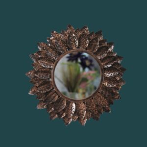 Quality Glass Decorative Metal Frame Round Wall Mirror Bathroom Mirror Living Room Mirror Royal Mirror Villas Mirror Home Mirror Color Copper and Brown Brush Finish Size 24x24 Inches DMM 39