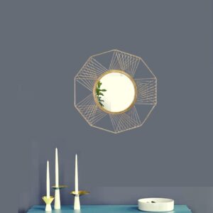 Quality Glass Decorative Metal Frame Round Wall Mirror Bathroom Mirror Living Room Mirror Royal Mirror Villas Mirror Home Mirror Color Golden with Golden Foiling Size 24x24 Inches DMM 40