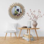 Quality Glass Decorative Metal Frame Round Wall Mirror Bathroom Mirror Living Room Mirror Royal Mirror Villas Mirror Home Mirror Color Golden with Golden foil Size 24x24 Inches DMM 38