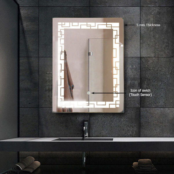 Tinitalo Rectangular LED Mirror for Bathroom with Back Light, Imported Touch Sensor + Dimmer, White Light, Cool Day Light, Warm Light, Total 3 Light Effects 18 X 24 Inch LED 1 - Image 3