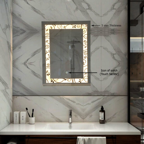 Tinitalo Rectangular LED Mirror For Bathroom – 18 X 24 Inch With Back Light And Touch Sensor LED 3 - Image 4