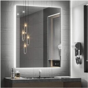 Tinitalo Rectangular LED Mirror For Bathroom – 18 X 24 Inch With Back Light And Touch Sensor And 3 Lights LED 38