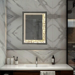 Tinitalo Rectangular LED Mirror For Bathroom – 18 X 24 Inch With Back Light And Touch Sensor and 3 lights LED 5