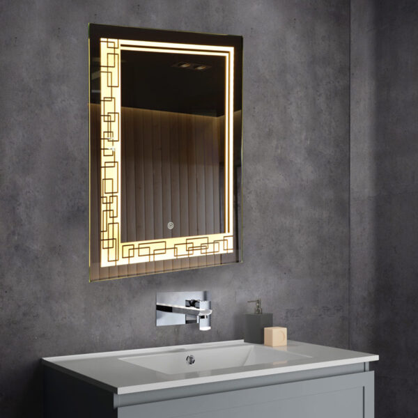 Tinitalo Rectangular LED Mirror For Bathroom – 18 X 24 Inch With Back Light And Touch Sensor and 3 lights LED 5 - Image 2