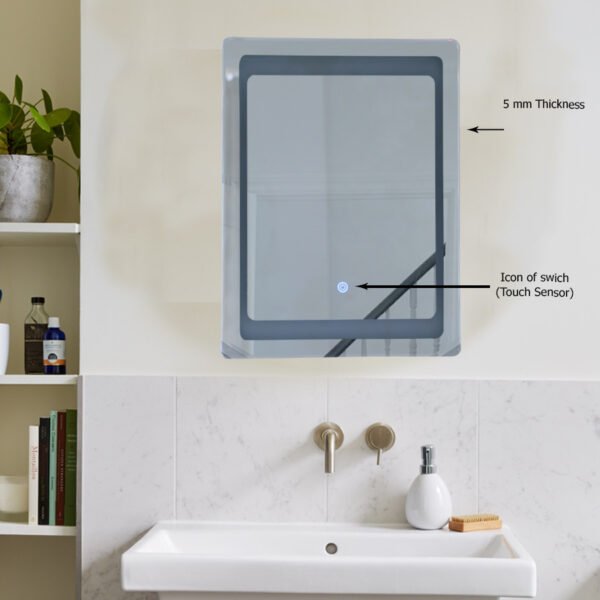 Tinitalo Rectangular LED Mirror For Bathroom – 18 X 24 Inch With Back Light And Touch Sensor And 3 Lights LED 6 - Image 3