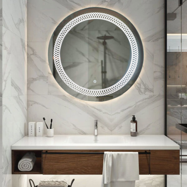 Tinitalo Round LED Mirror For Bathroom – 24 X 24 Inch With Back Light And Touch Sensor And 3 Lights LED 7 - Image 2