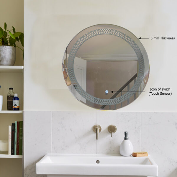 Tinitalo Round LED Mirror For Bathroom – 24 X 24 Inch With Back Light And Touch Sensor And 3 Lights LED 7 - Image 3