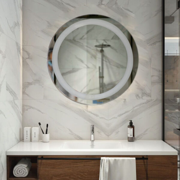 Tinitalo Round LED Mirror For Bathroom – 24 X 24 Inch With Back Light And Touch Sensor And 3 Lights LED 8 - Image 3