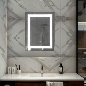 Tinitalo Rectangular LED Mirror For Bathroom – 18 X 24 Inch With Back Light And Touch Sensor And 3 Lights LED 9