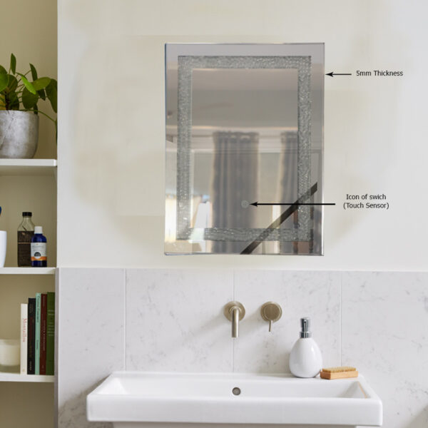 Tinitalo Rectangular LED Mirror For Bathroom – 18 X 24 Inch With Back Light And Touch Sensor And 3 Lights LED 9 - Image 2